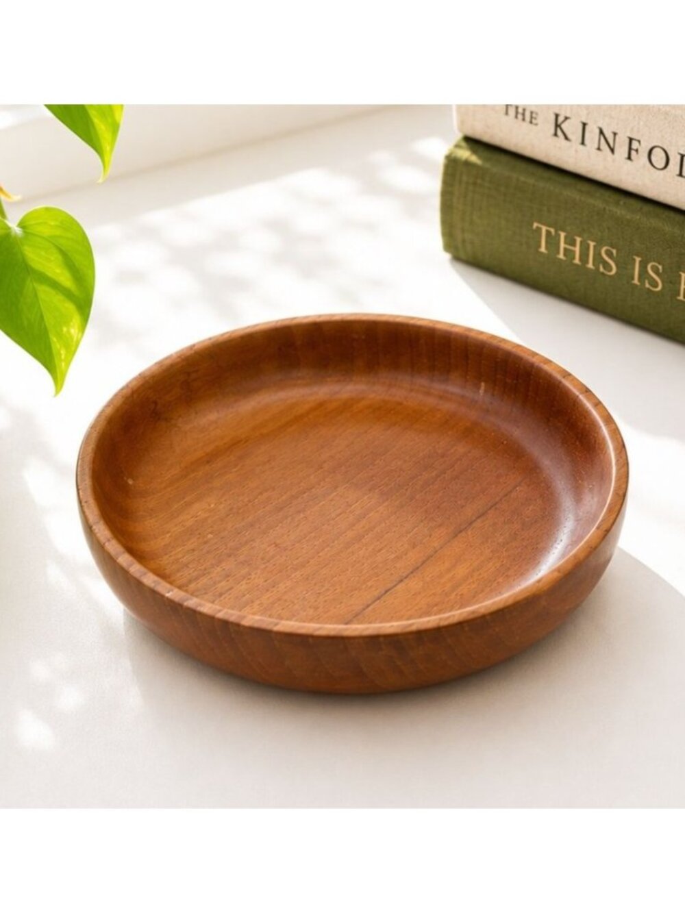 Handmade Wooden Catchall Trinket Dish Bowl 7" x 1.5" Rustic Vintage Charm